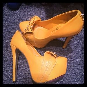 Mustard yellow Platform Heels.